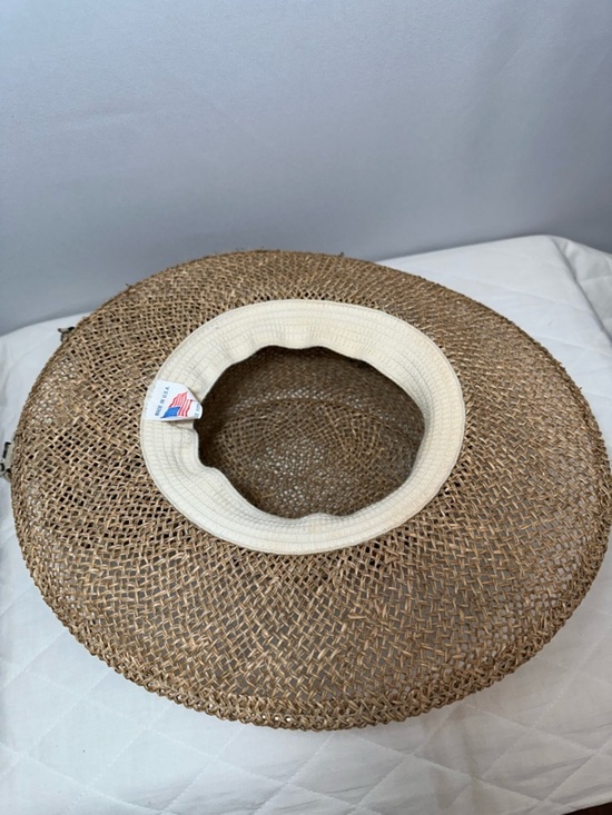 Women Panama Honeycomb Woven Straw Sun Hat Leopard Scarf Trim Natura Made In USA main image 5